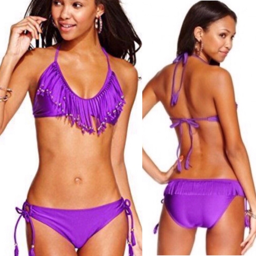 🆕 Raisins sweet pea purple fringe bikini set